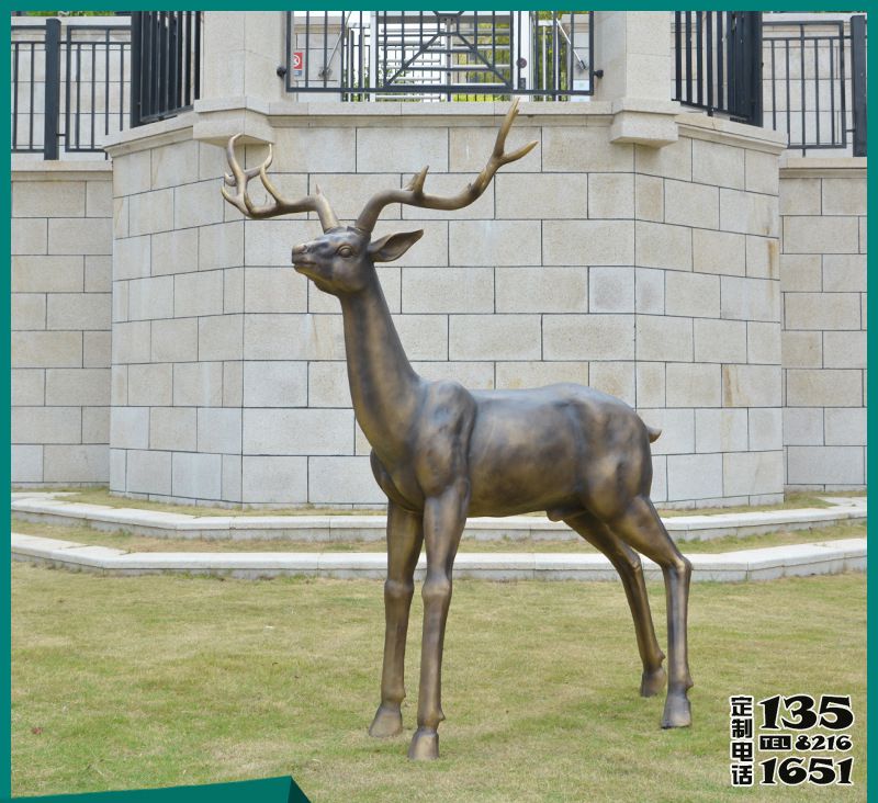 別墅小區創意玻璃鋼仿銅梅花鹿雕塑 別墅小區創意玻璃鋼仿銅梅花鹿雕塑