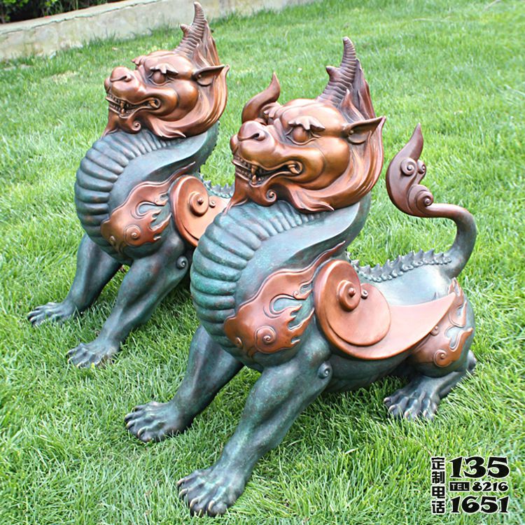 戶外草坪玻璃鋼彩繪動物貔貅雕塑 戶外草坪玻璃鋼彩繪動物貔貅雕塑